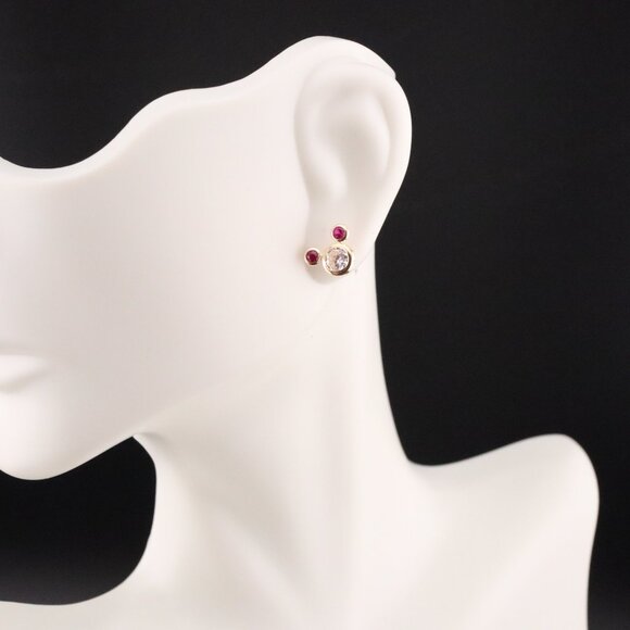 Women's 14k Gold Hot Pink Mickey Mouse Stud Earrings Adorable Jewelry ** - Picture 9 of 12